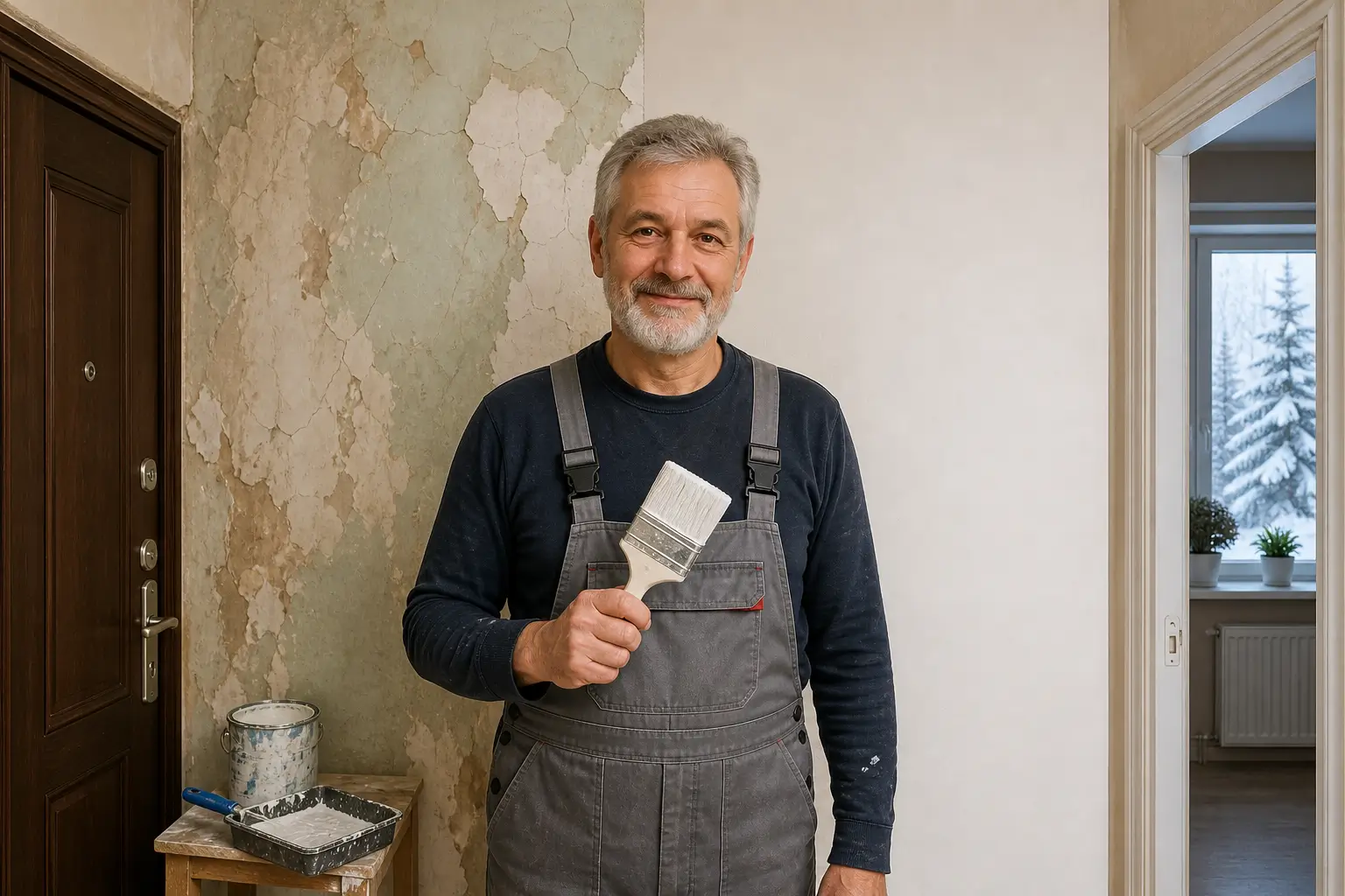 hallway wall before after painting