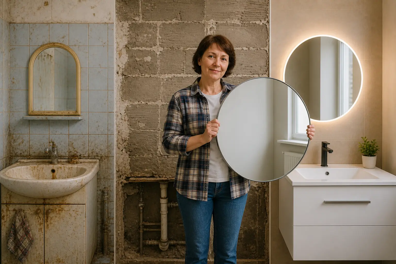 bathroom sink replacement before after